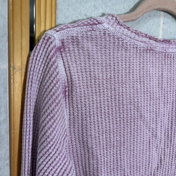 Free People FP One Colt Thermal Top Womens M‎ Pink Henley Waffle Knit Shirt Boho - Picture 6 of 7